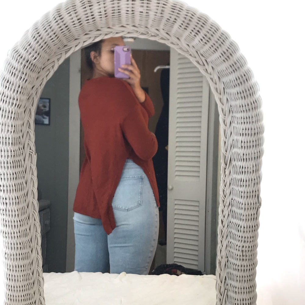 Beautiful Rust Sweater with Flattering Side Slit